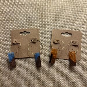 Blue and Orange Geometric Hoop Earrings